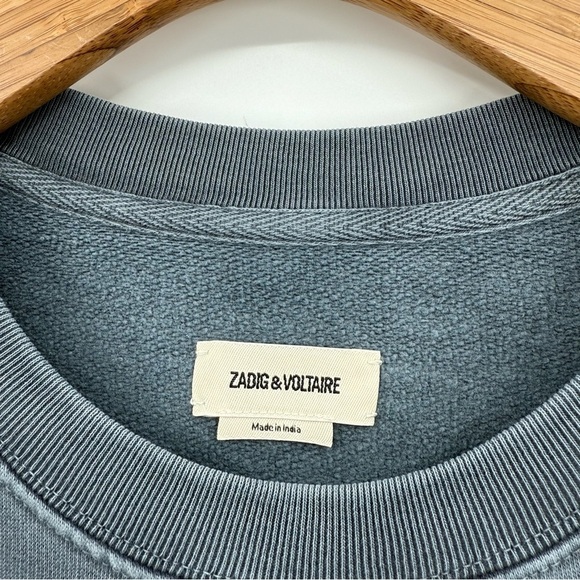 Zadig & Voltaire Simba Amour Wings Cotton Crew Sweatshirt in Blueberry Size L - Picture 6 of 13